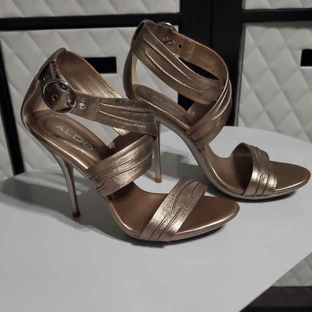 Aldo Metallic Gold Strappy Heels